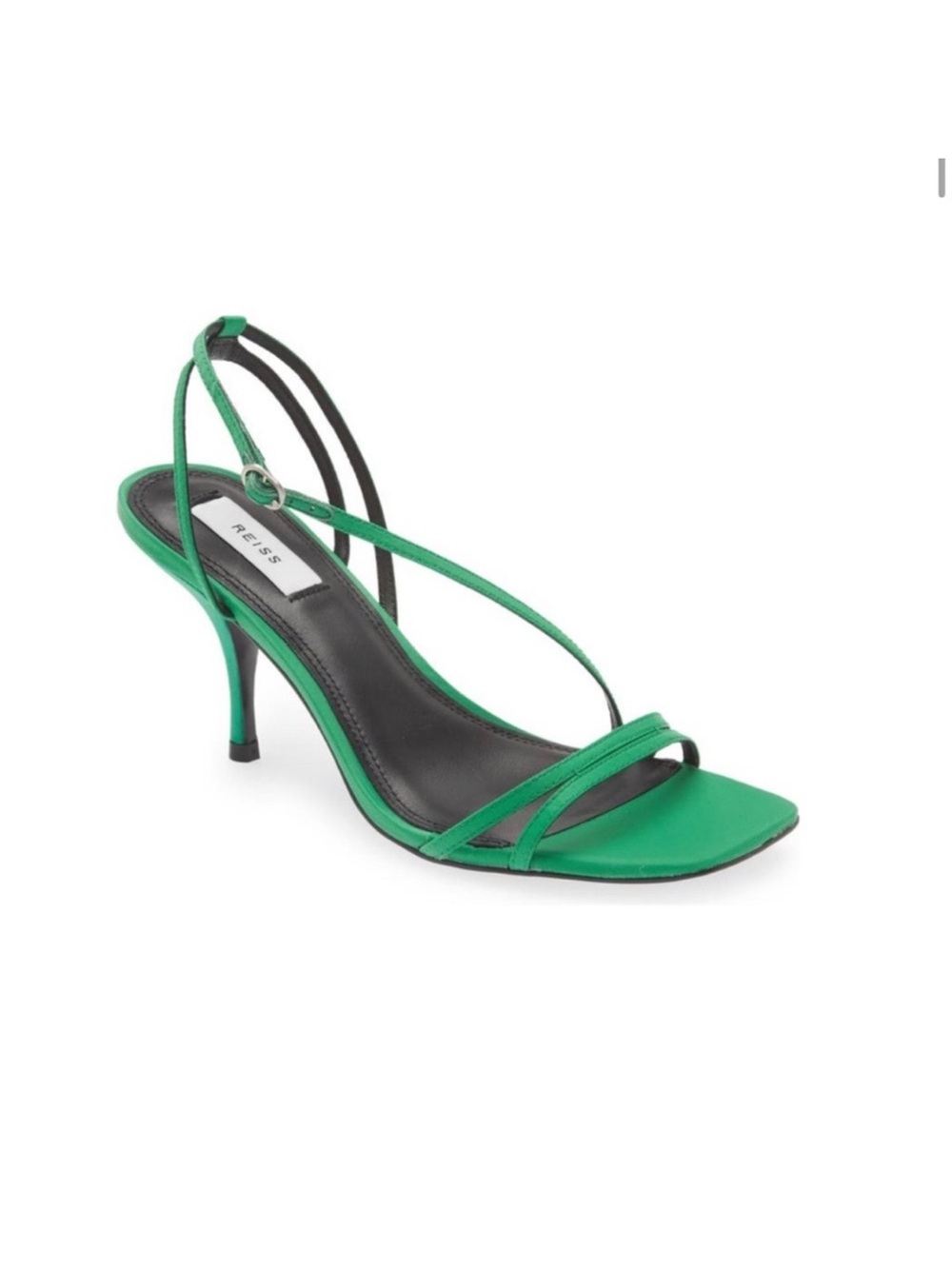 Reiss Bali Strappy Satin Green Heeled Open Toe Sandals Size 9